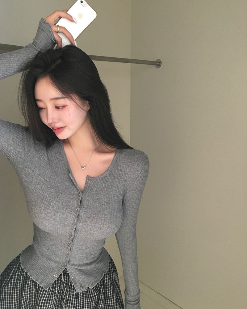 Slim Button Long Sleeve Cardigan