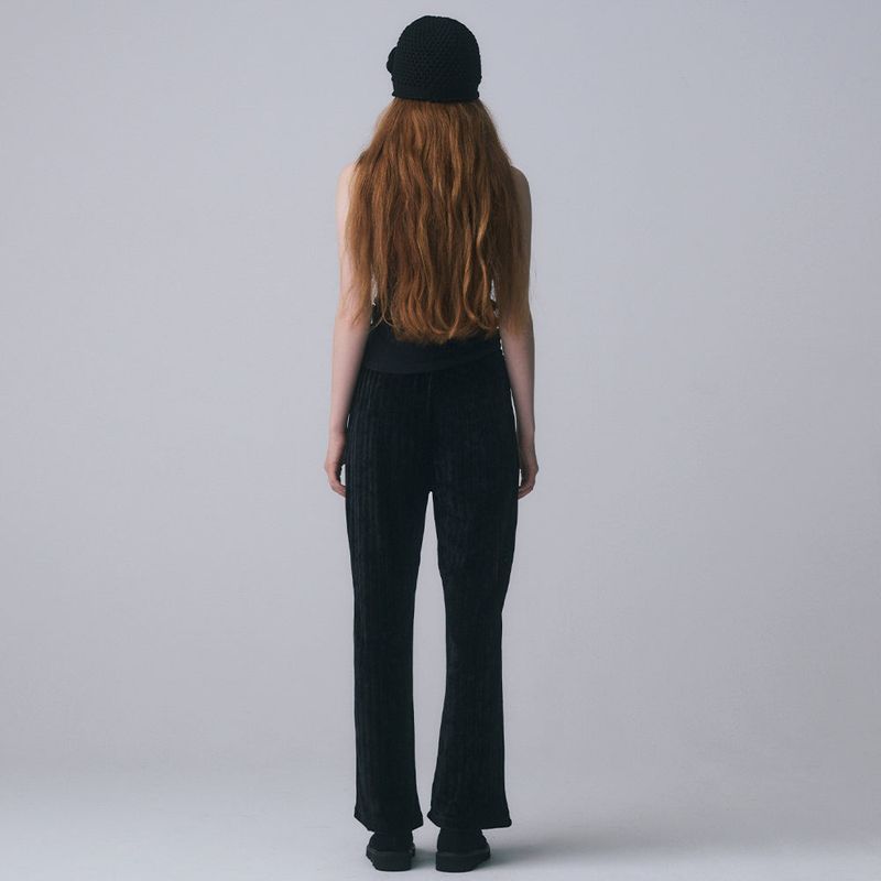 VELOUR BANDING PANTS, BLACK