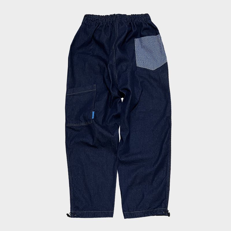 stripe patch denim pants_blue