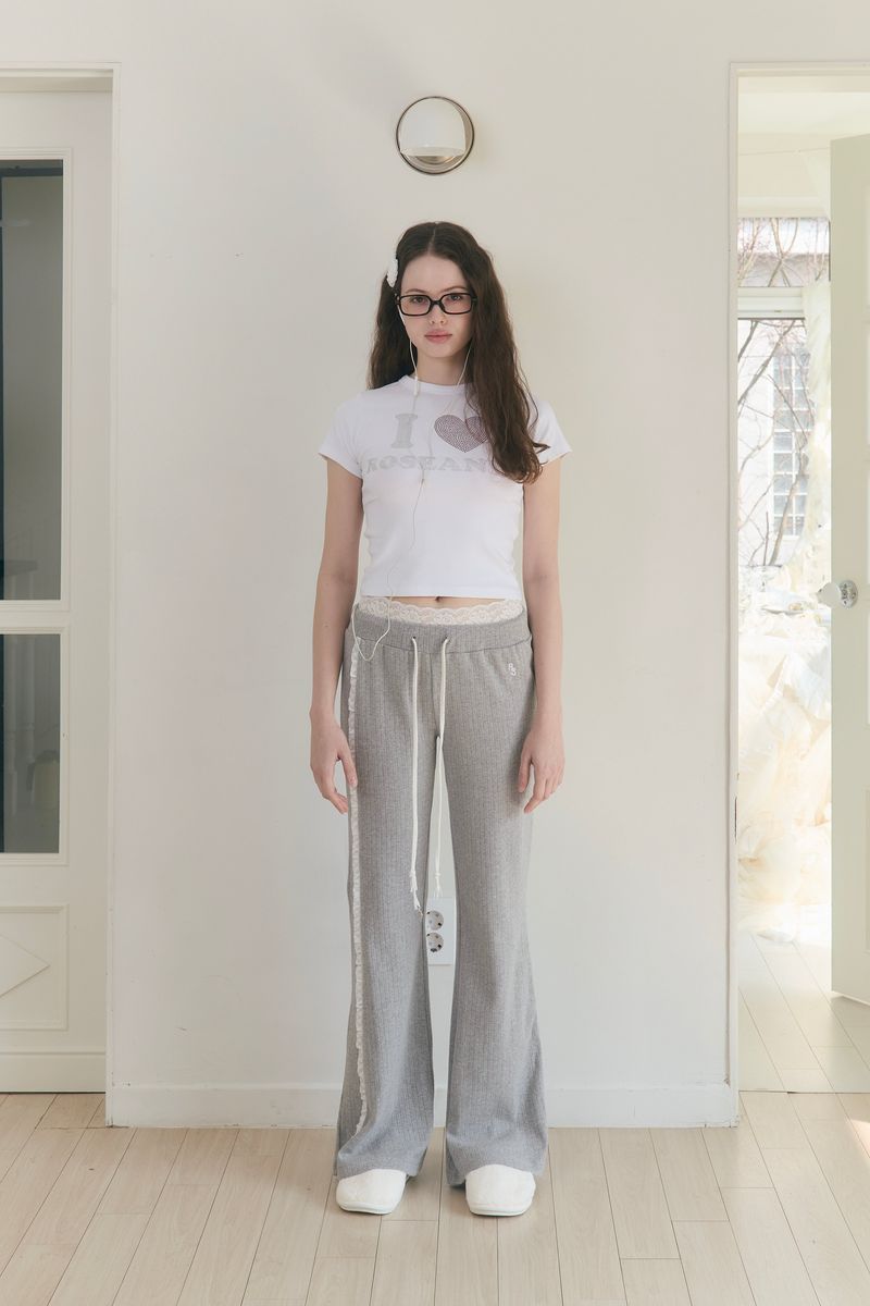 Sweet Dreams Lace Flare Pants (Gray)