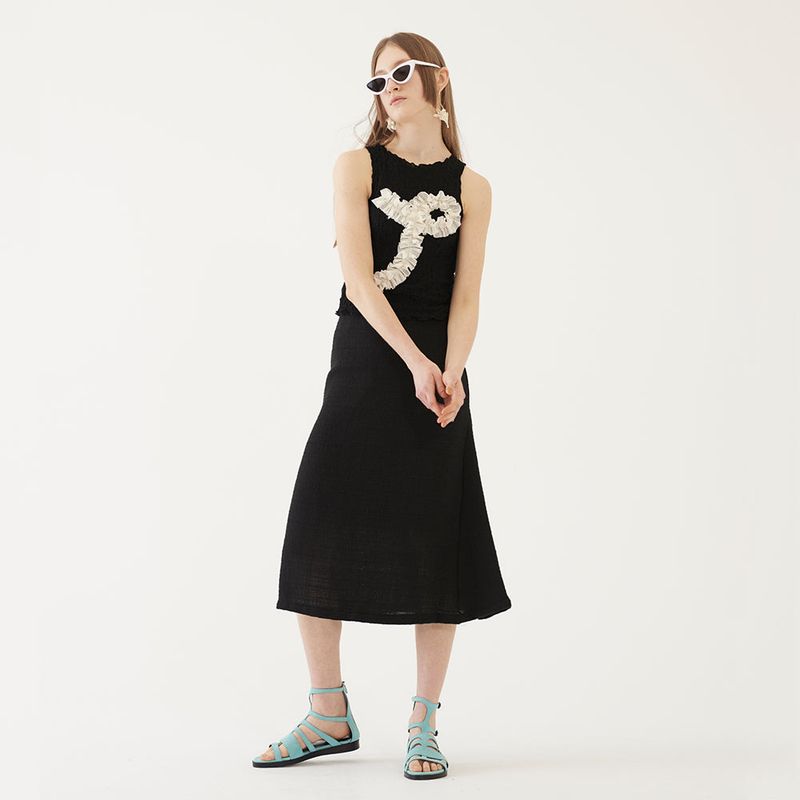 TWEED MIDI SKIRT (BLACK)