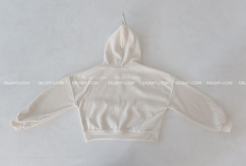 Fluffy fleece hooded zip-up jacket