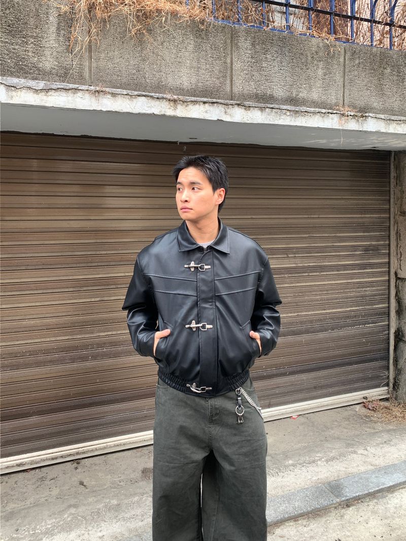 Hook Leather Crop Jacket