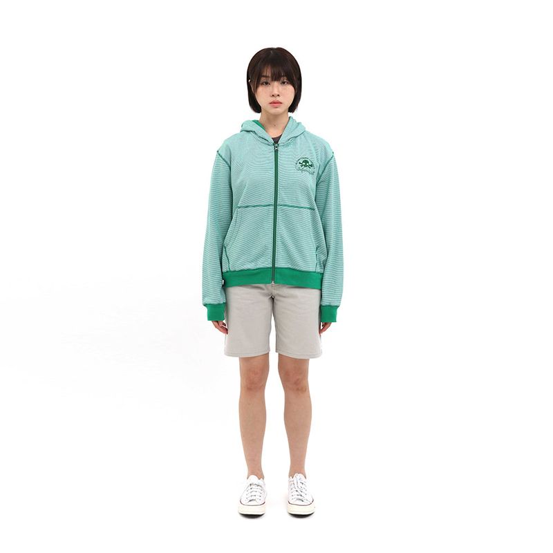MULTI SKULL STRIPE HOOD ZIP UP (GREEN)