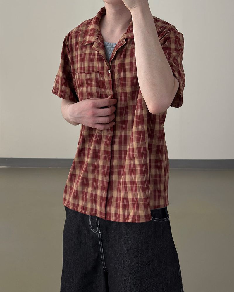 Rendro Square Check Half Shirt