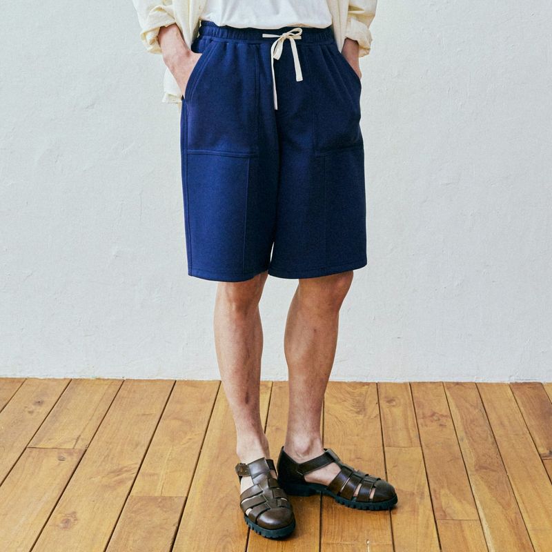 front seam fatigue short pants navy