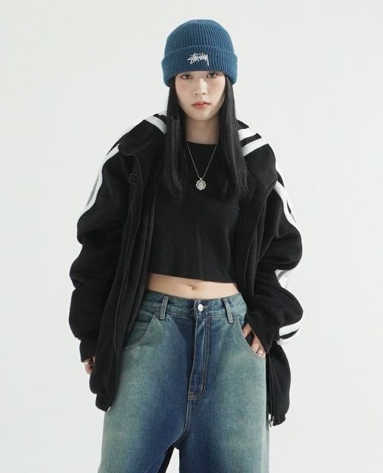Side Track Over-fit Fleece zip-up Jacket