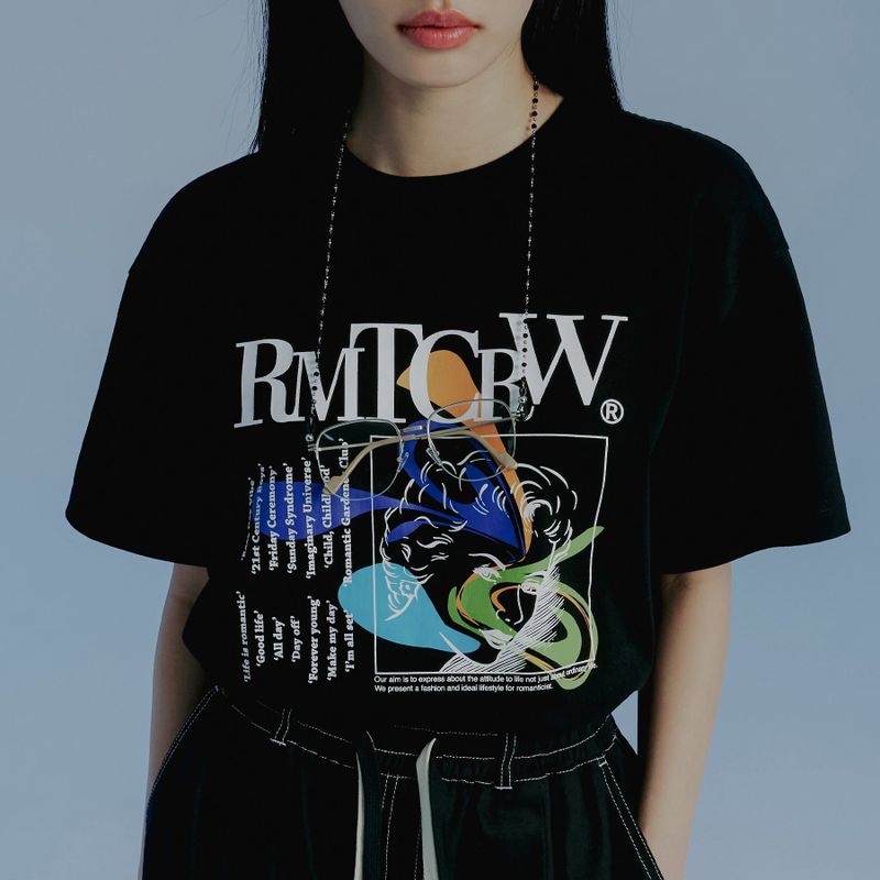 ROMANTIC CROWN(ロマンティッククラウン)の「GALLERY PRINTING TEE SHIRT_BLACK(Tops)」