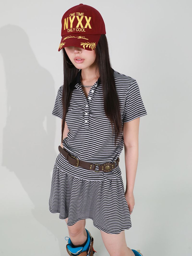 STRIPE FRILL MINI SKIRT (LIGHT PURPLE)