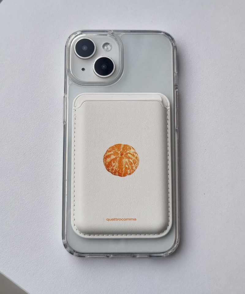 tangerine MagSafe leather card wallet 