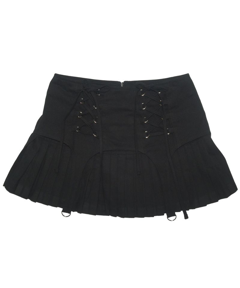 Corset Pleated Low Skirt Black