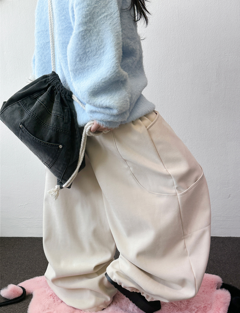 Doing Two-Pocket Fleece Balloon Wide Pants 🖤🤎 4COLOR