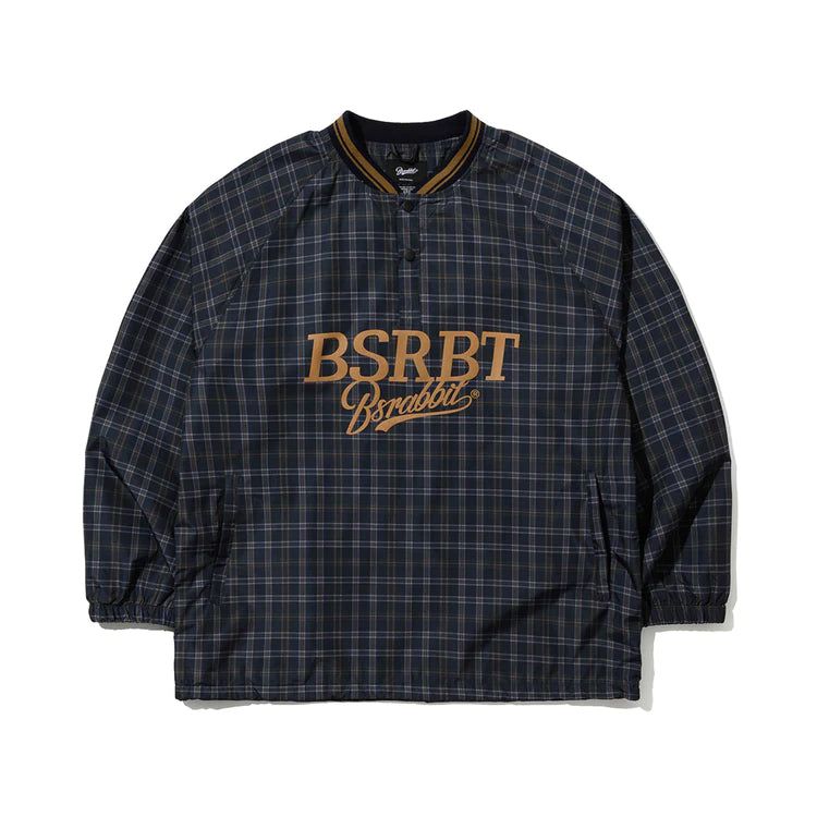 BSRBT SPORTY PULLOVER SNAP JACKET - CHECK BROWN/CHECK GREEN