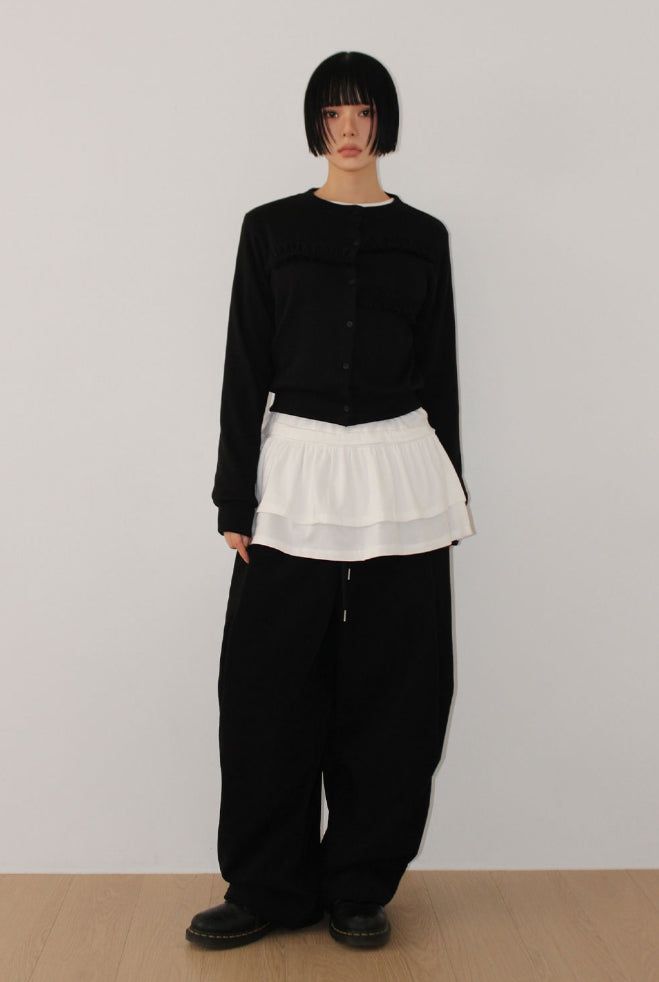 FRILL RIB KNIT CARDIGAN
