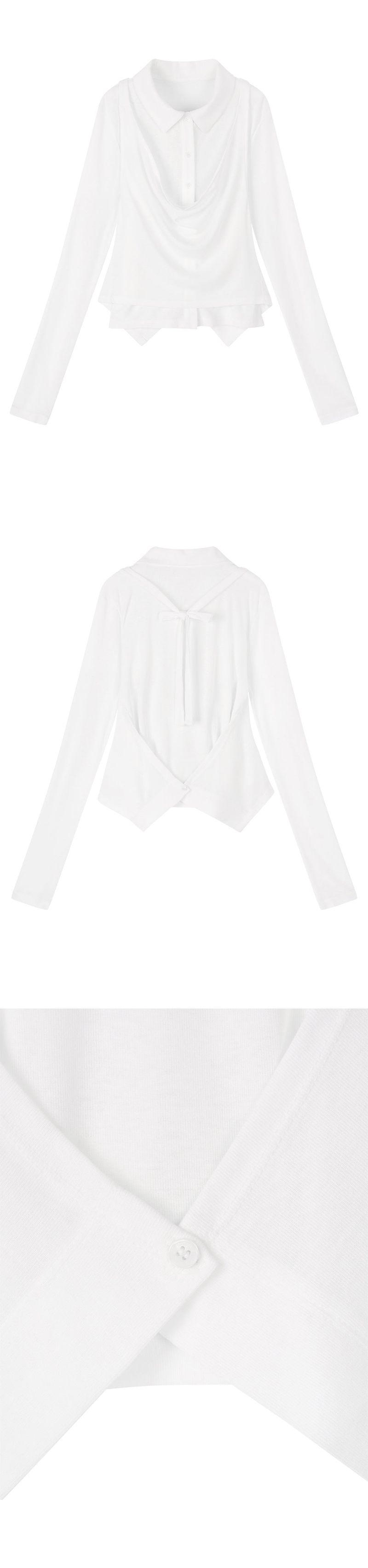 [mnem] Cowl Bustier Shirt Set (white)