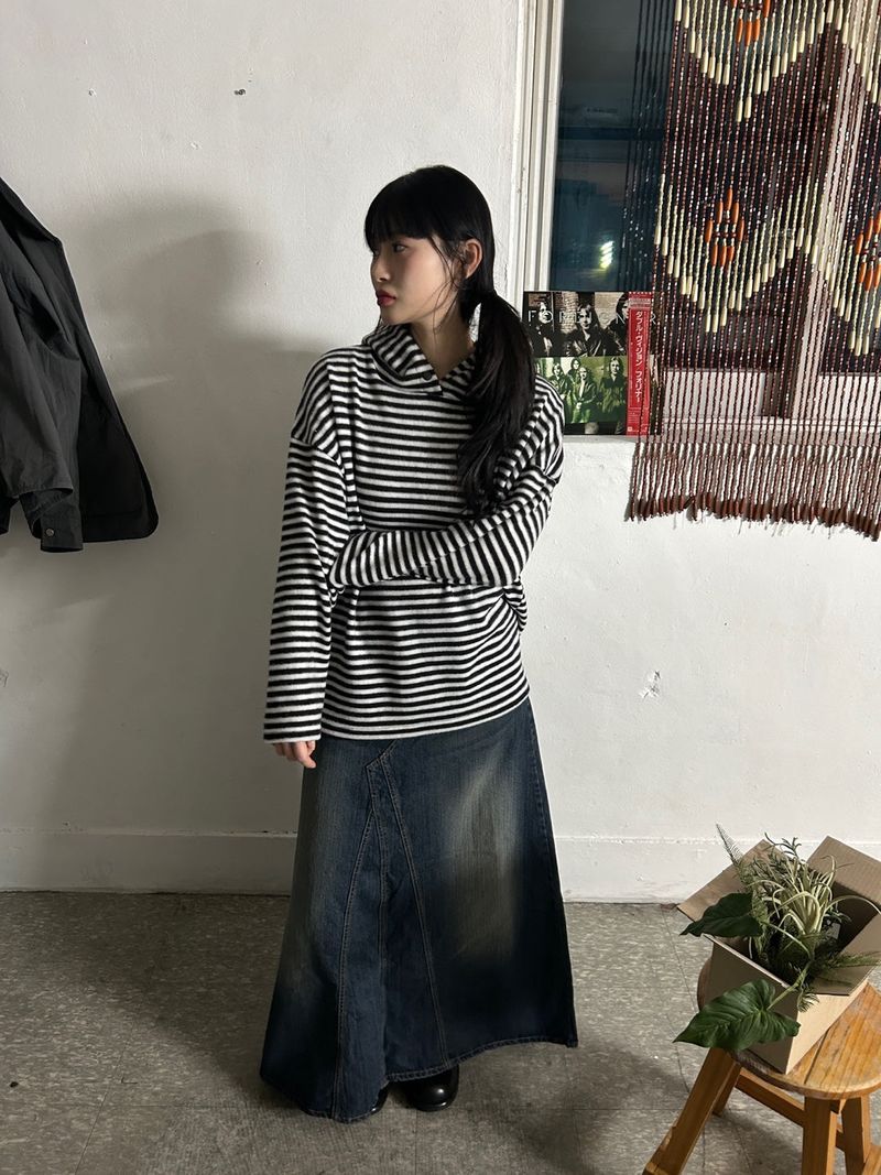 (2colors) bijou maxlong denim skirt