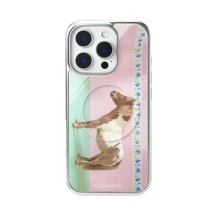1081（イルゴンパルイル）の「ポニーズバスタイムマグセーフ ガラスシルバーバンパーケース（スマホグッズ/小物）」