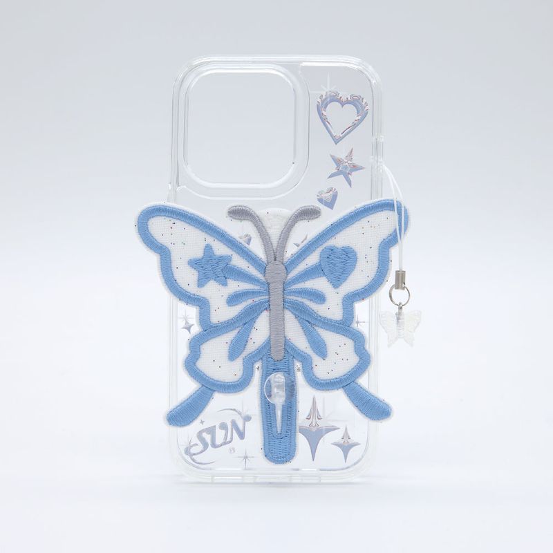 SUN CASE CLEAR  PATCH BUTTERFLY BLUE