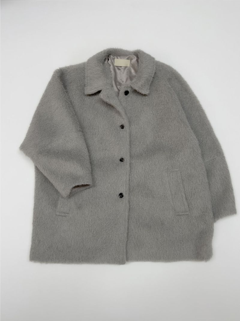 [wool 30%] Hairy Single Overfit Half Coat