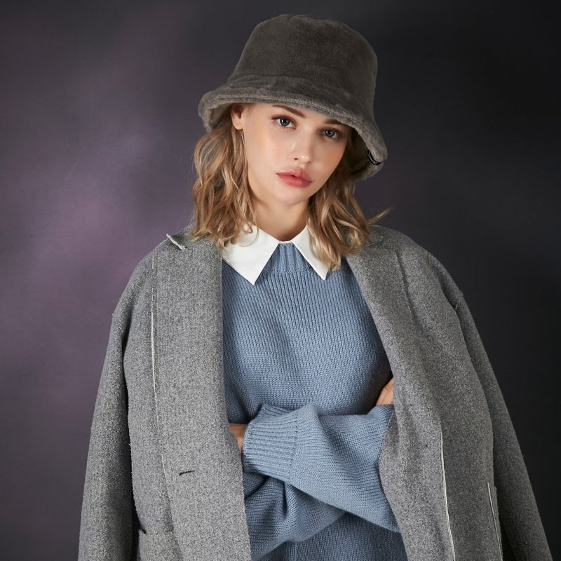 Fur logo point bucket hat GRAY