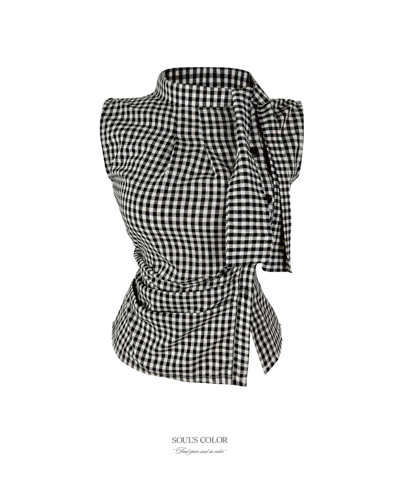 Selly ribbon check blouse