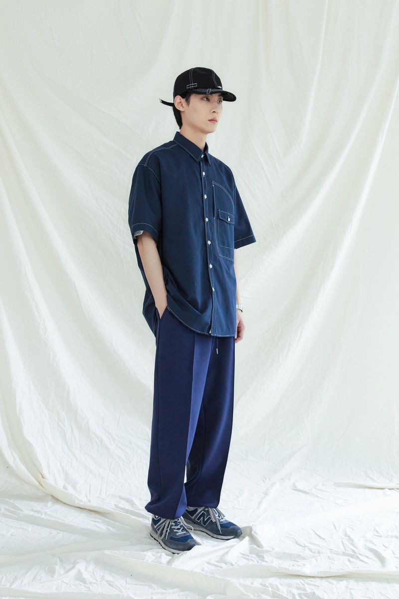 FRONT SEAM 2WAY WIDE SWEAT PANTS NAVY