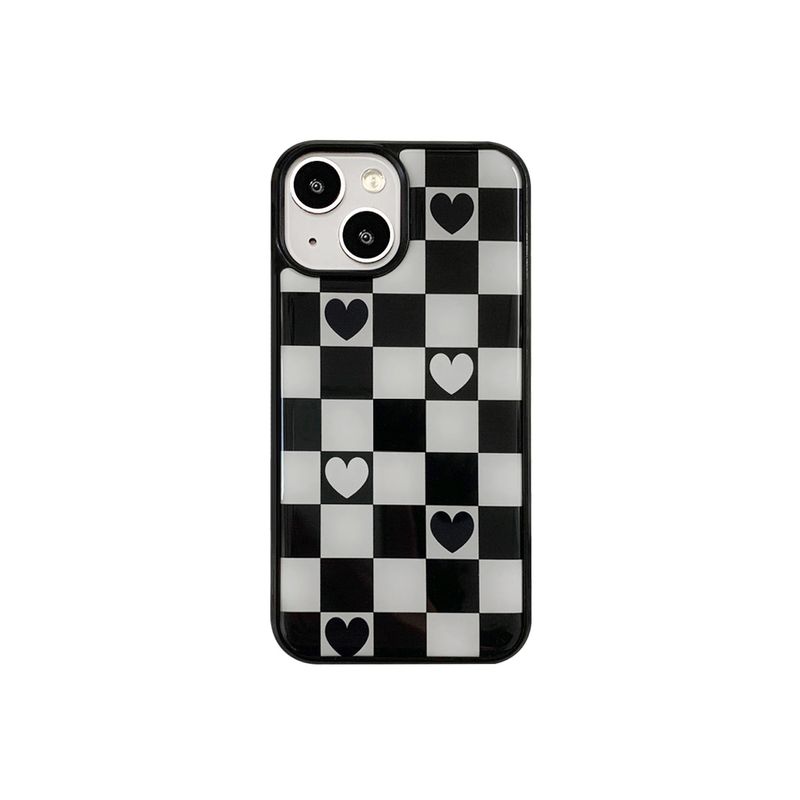 Heart checkerboard epoxy bumper case