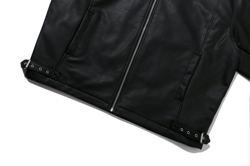 VEGAN LEATHER SINGLE JACKET_BLACK
