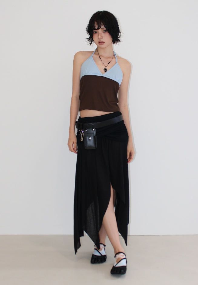 SHEER WRAP UNBALANCE SKIRT