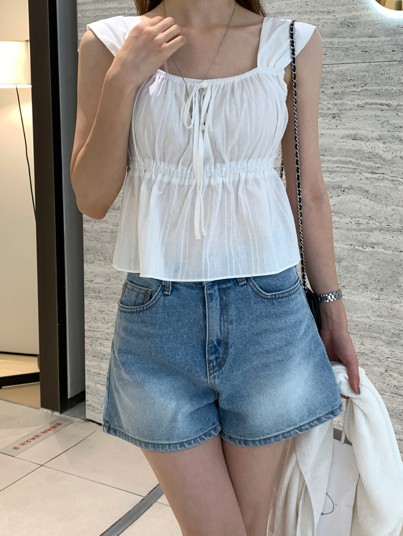 Heather Ribbon Sleeveless Blouse / 2 colors