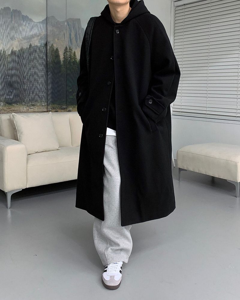 AZ Long Wool Hooded Coat (3 colors)