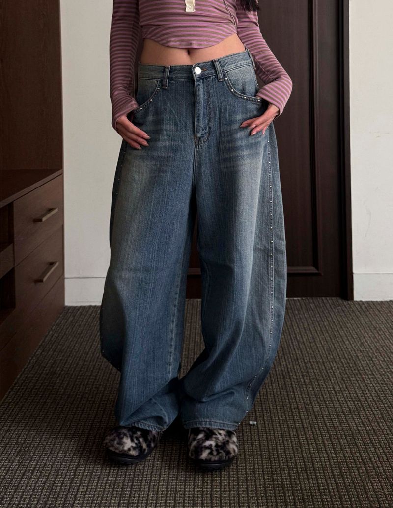 Stud denim pants