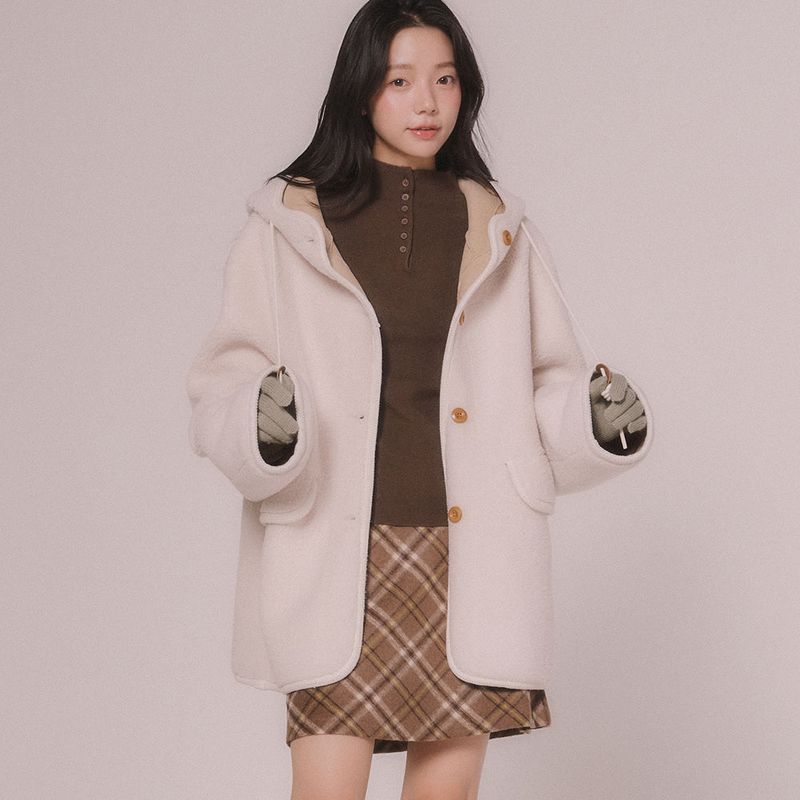 HOOD SHEARING MUSTING JUMPER (Ivory)