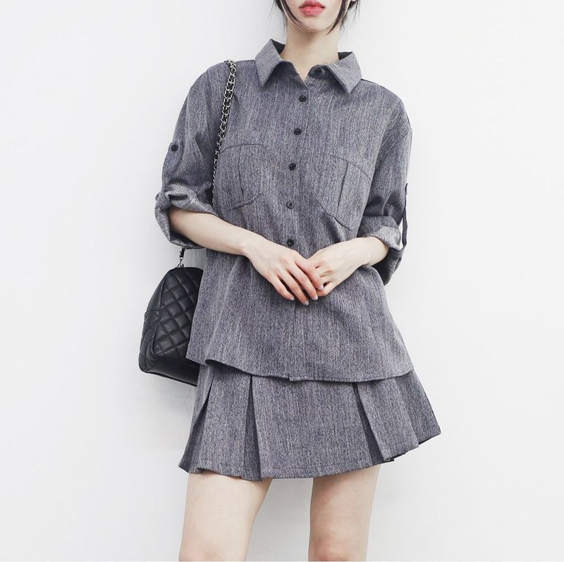 NONCODE（ノンコード）の「[NONCODE] Porian Roll-Up Shirt + Skirt Set（Setup）」