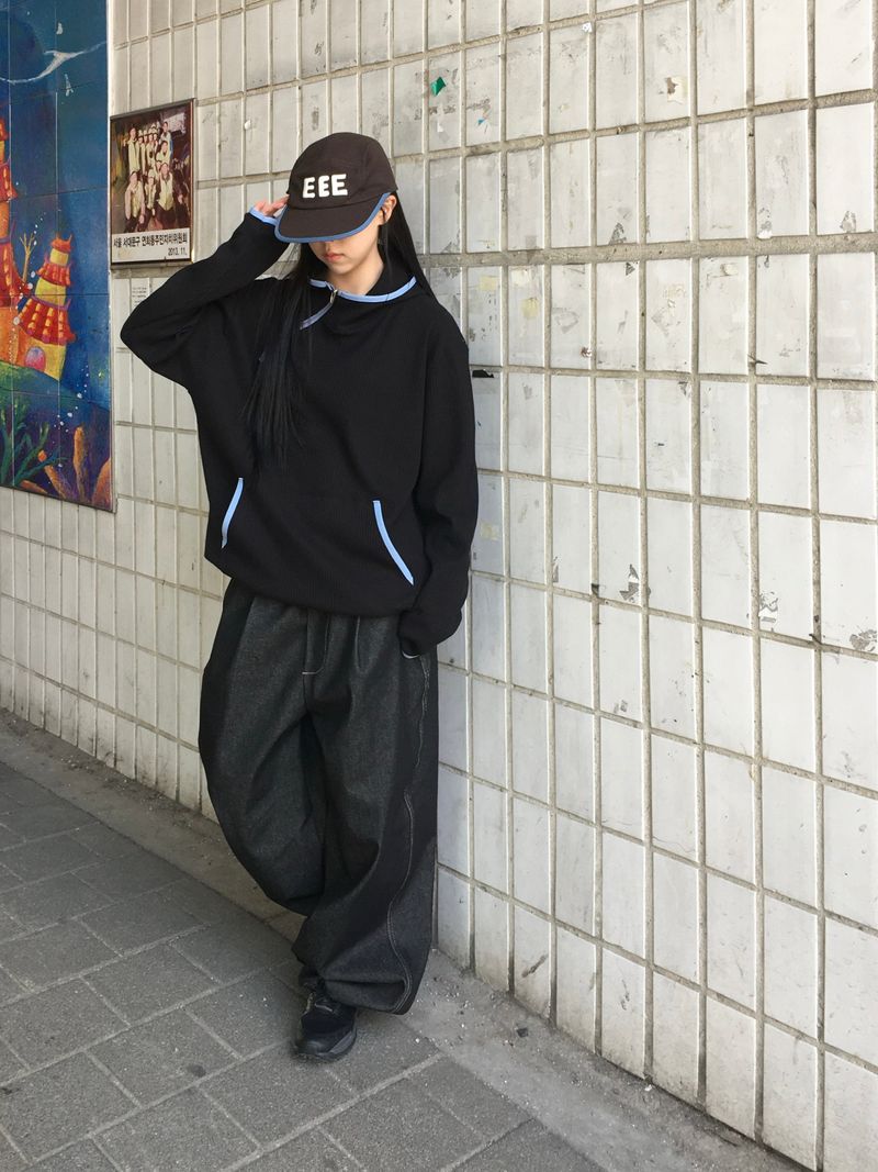 Split Diagonal Waffle Hoodie (4c)