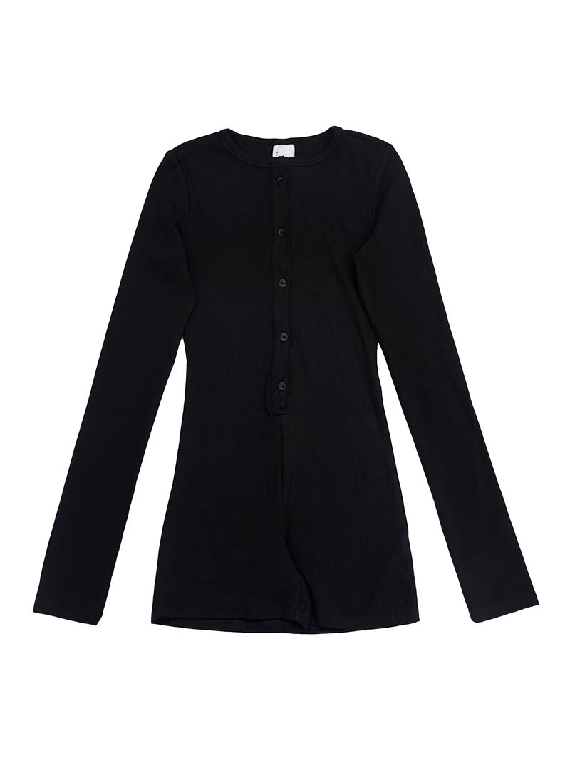 button deep v jumpsuit