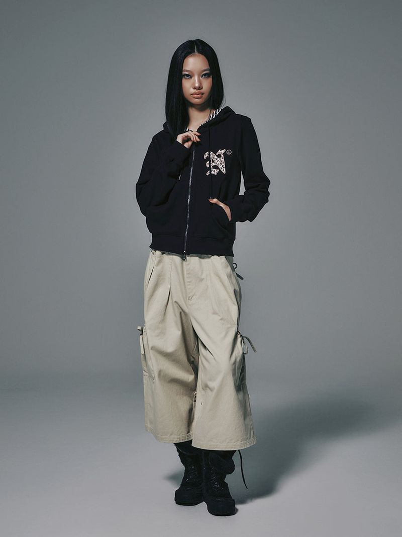 LETTER N HOOD ZIP-UP NAVY