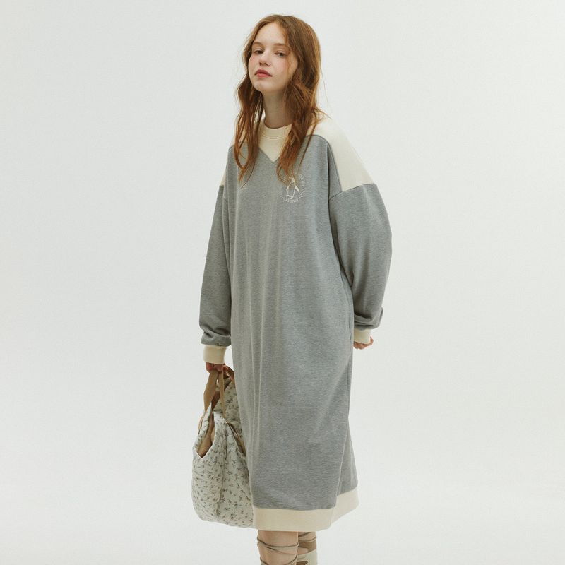 Between A and B（ビットウィーンエーアンドビー）の「425 COLOR BLOCK JERSEY DRESS_MELANGE GRAY（Dresses）」