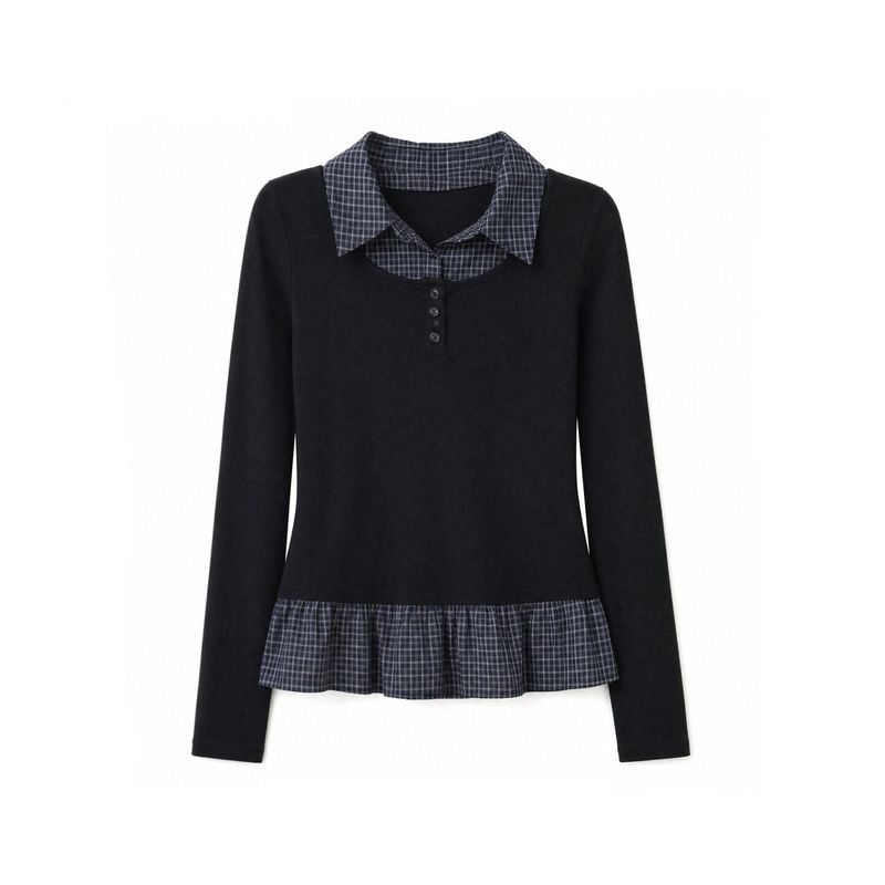 Cozy&Kitsch（コージーアンドキッチ）の「ネリス チェック レイヤード フリル Tシャツ（トップス）」