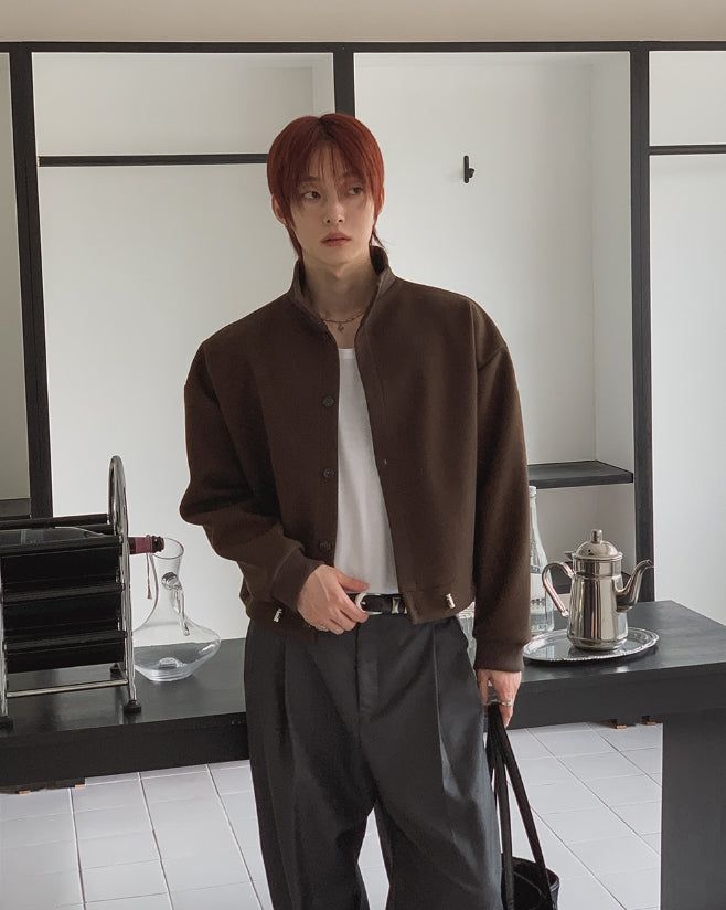 Sven Suede High-Neck Cardigan