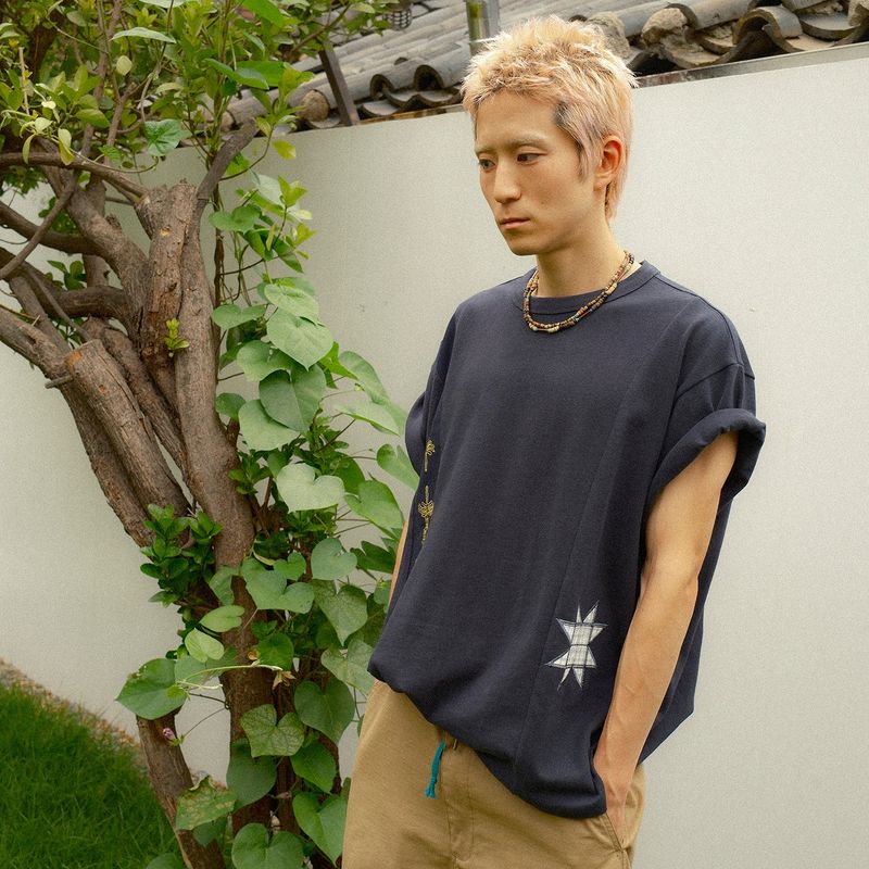 Sewing stuff half T-shirts / Navy