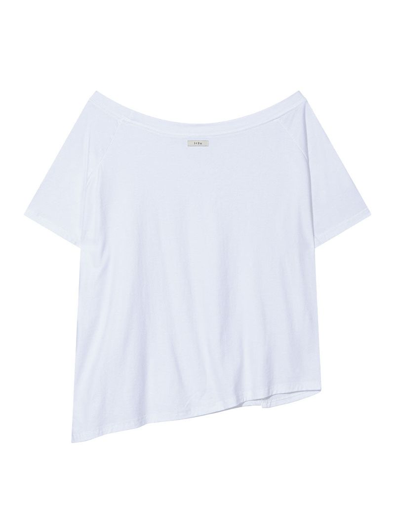 UNBALANCE BUTTON SHOULDER TOP(WHITE)