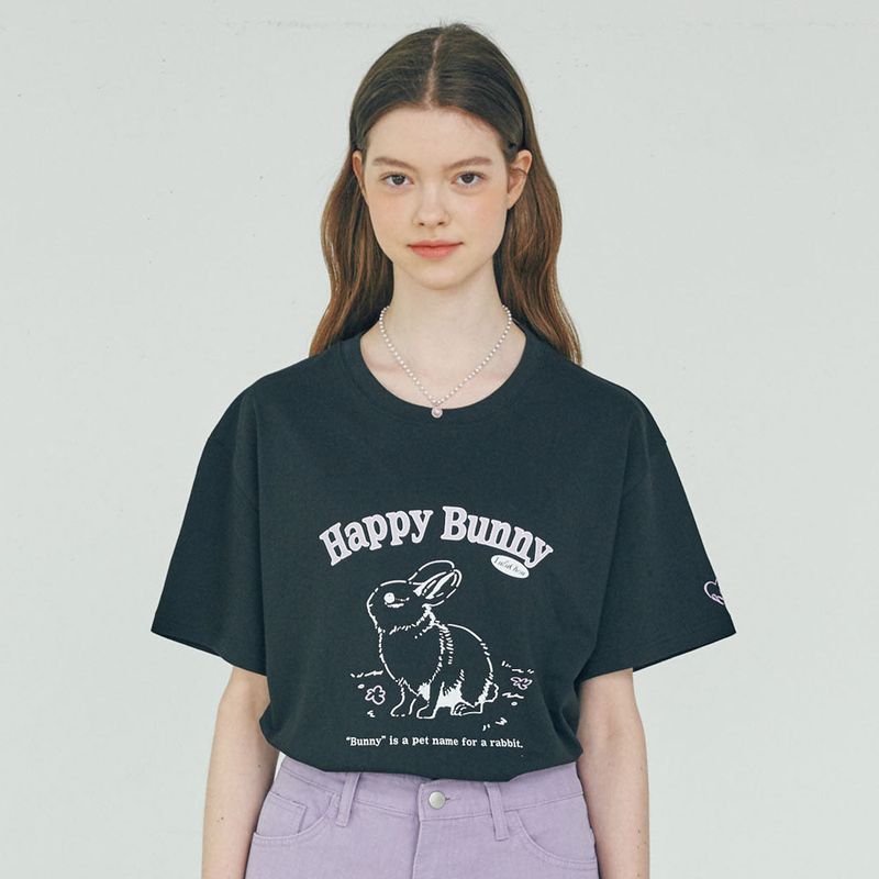 LuluChou（ルルシュ）の「Happy Bunny T-shirt - BLACK（Tops）」