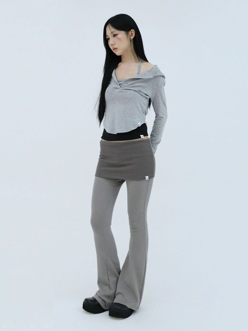 SLIM BANDING BOOTCUT PANTS(MOCHA GREY)