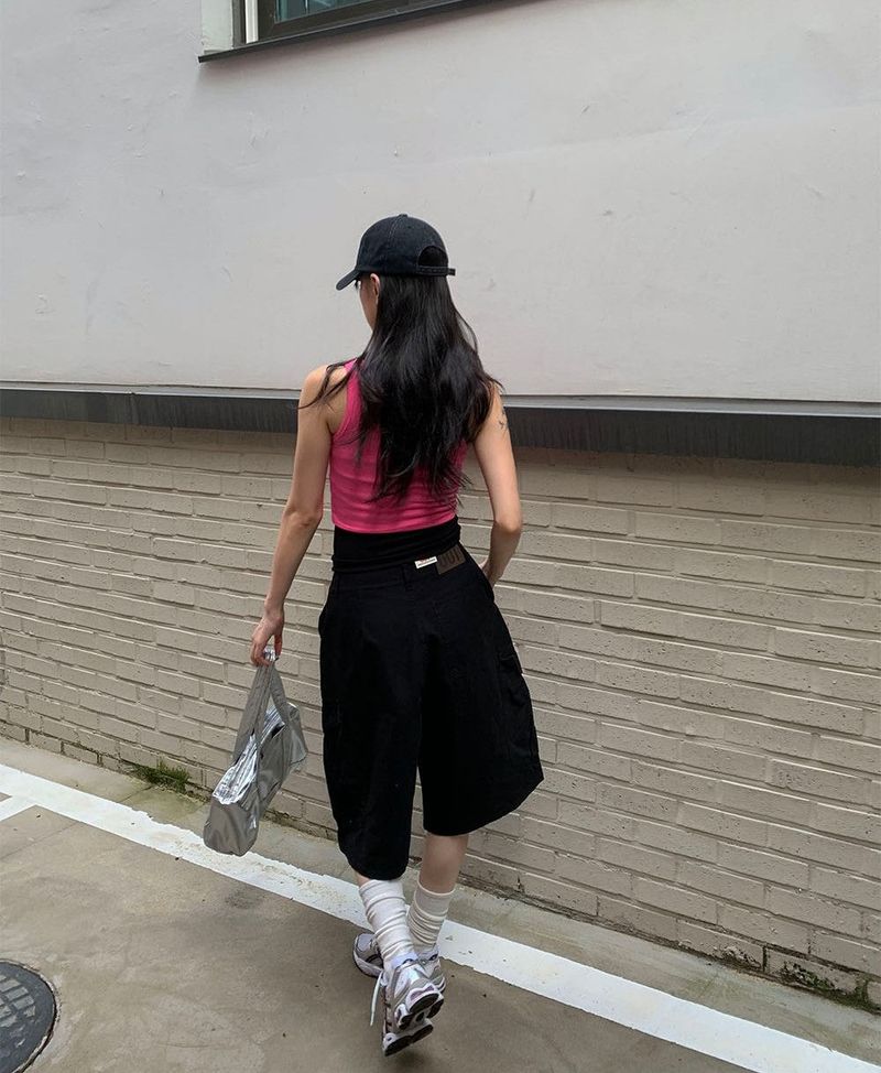 Snap big cargo bermuda pants