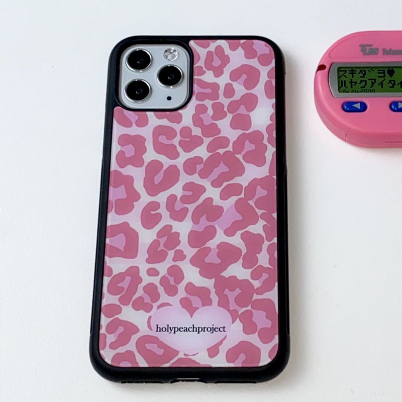 holypeachproject（ホリーピーチプロジェクト）の「[MADE] Leopard Pink Glass Bumper iPhone Case（Smartphone Accessories）」