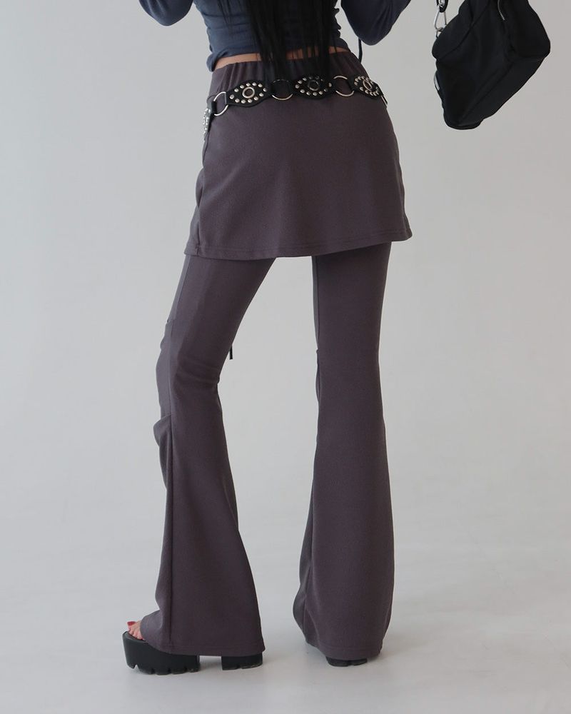 Crew Shirring Skirt Layered Bootcut Pants