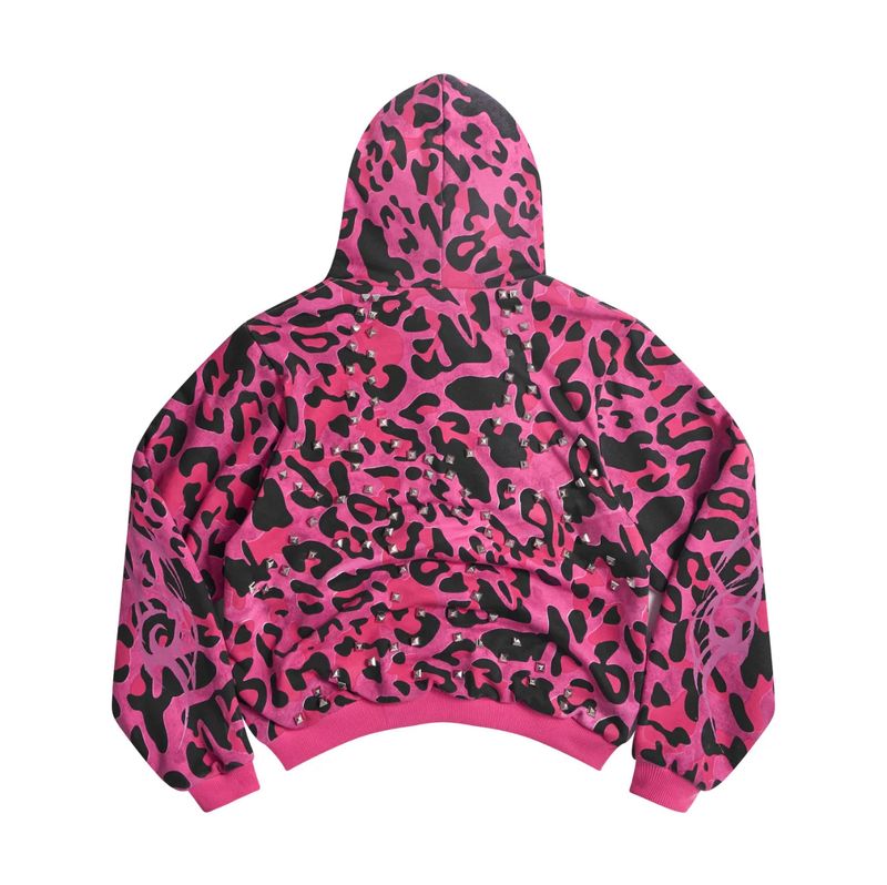 Cozy Worldwide（コージー ワールドワイド）の「ピンクグラマースタッデッド2サイズフードジップ（トップス）」