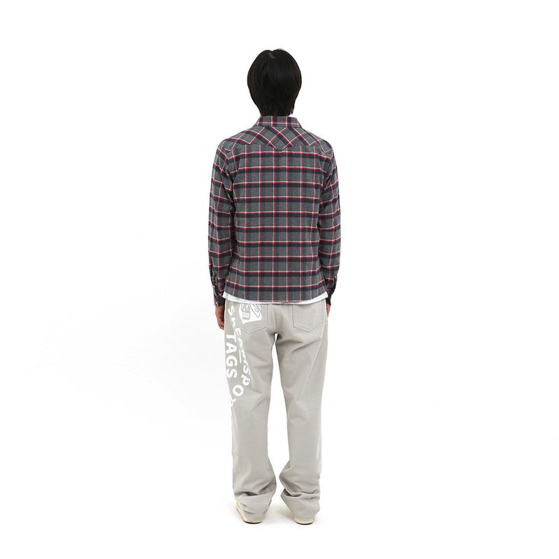 S CLEF CHECKED WESTERN TARTAN SHIRTS (GRAY)