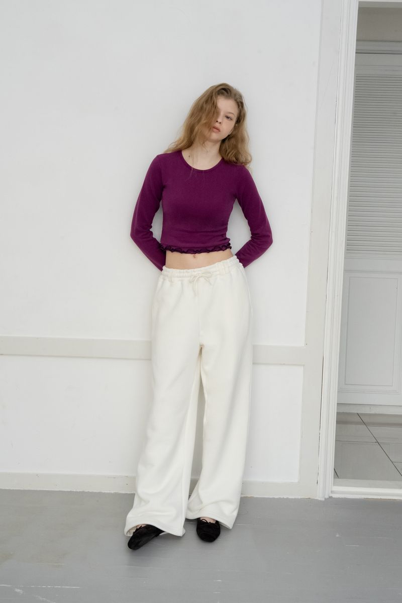 Frill crop t-shirt_purple